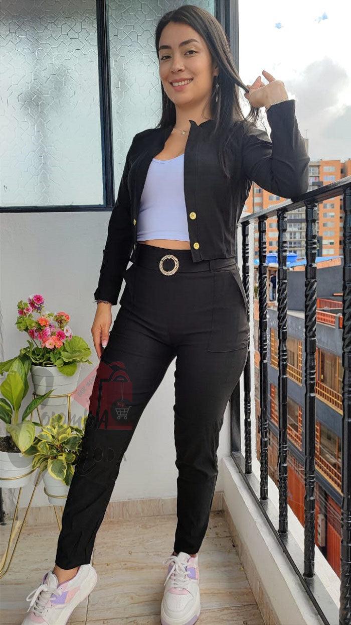 Conjunto 3 piezas blazer corto H103K - Mercado Andino
