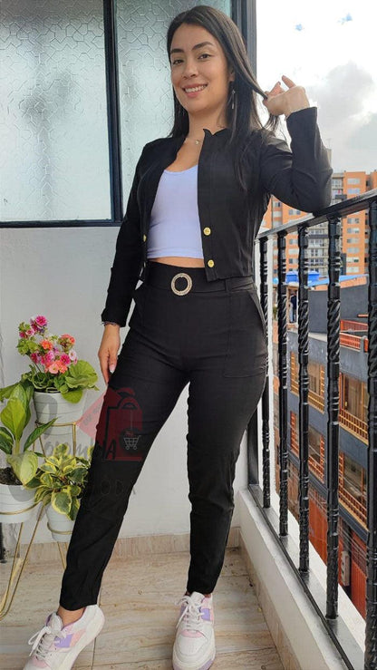 Conjunto 3 piezas blazer corto H103K - Mercado Andino