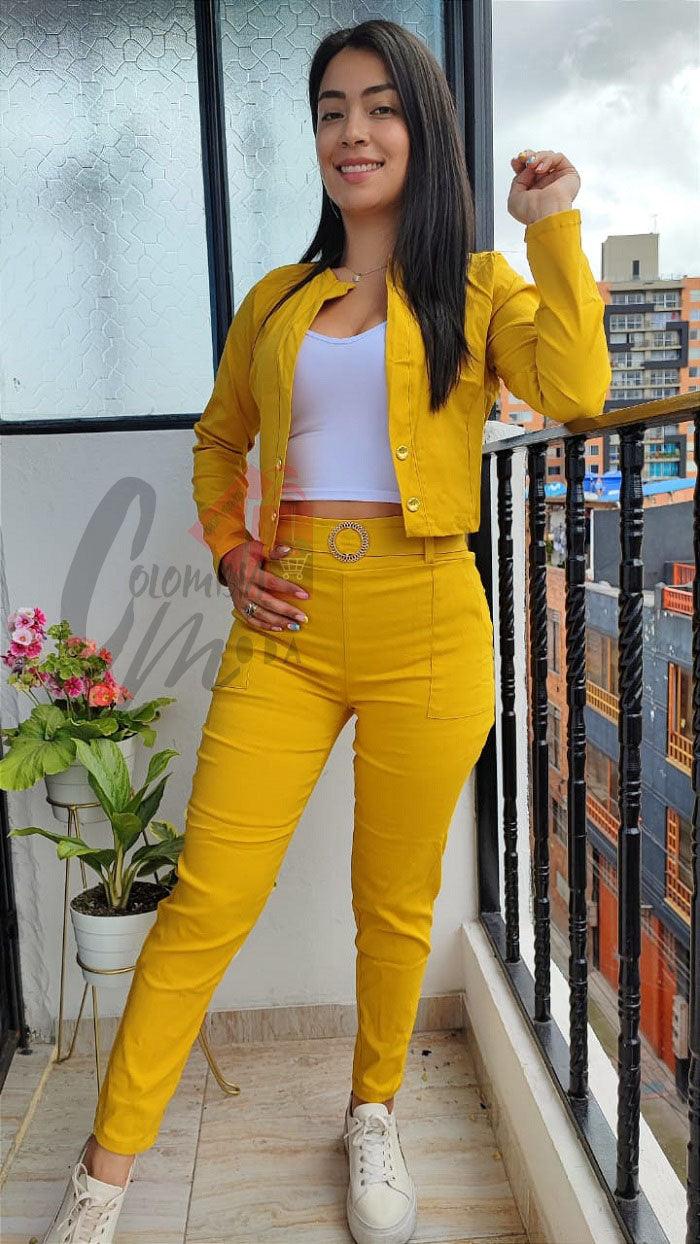 Conjunto 3 piezas blazer corto H103K - Mercado Andino