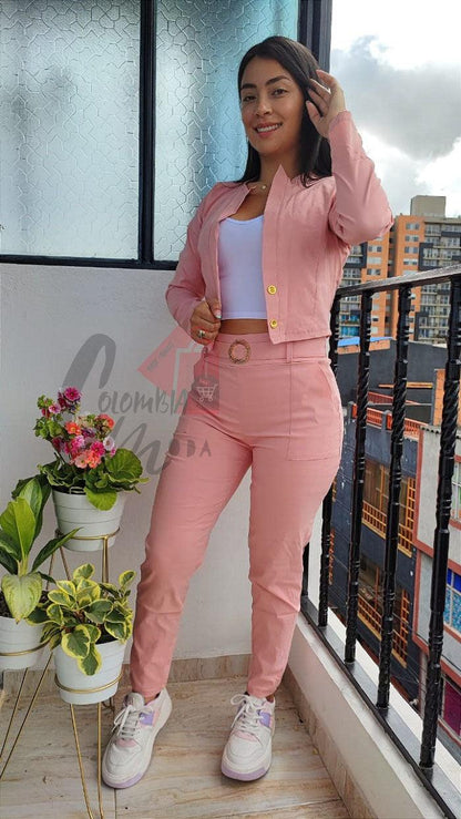 Conjunto 3 piezas blazer corto H103K - Mercado Andino