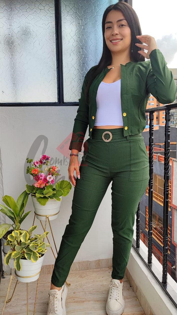 Conjunto 3 piezas blazer corto H103K - Mercado Andino