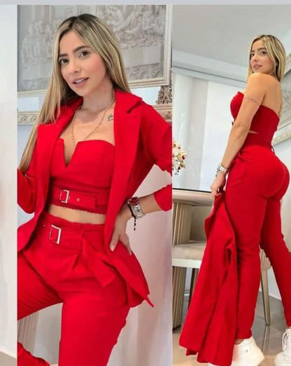 Conjunto de 3 Piezas para Mujer - Elegancia y Versatilidad en Colores Vibrantes - Mercado Andino